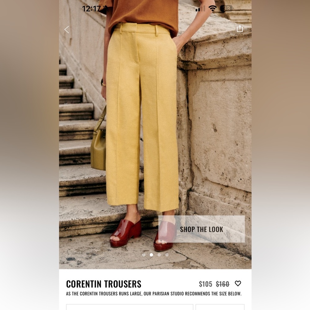 Sézane Corentin Trousers in Mustard Yellow